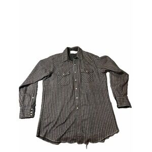 Saddle King Western‎ Mens Long Sleeve Pearl Snap Button Up Down Stripe Dark XL